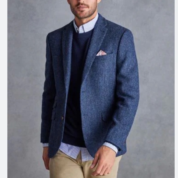 Like new Vintage Blazer Tweed Wool Blue Old Money Classic Business Casual Sz 42R - Picture 3 of 13
